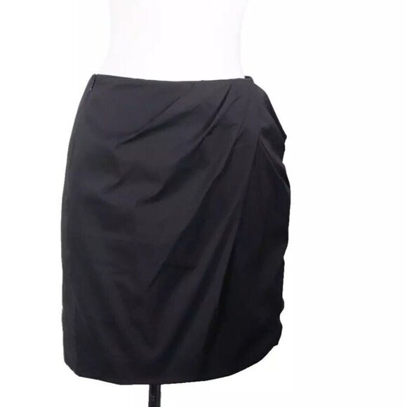Vanessa Bruno Women’s 36 S Black Straight Pencil French Skirt Ruched Cotton Zip - Picture 1 of 7